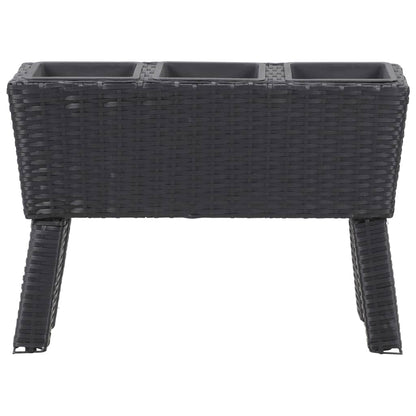 Berkfield Garden Raised Bed with Legs and 3 Pots 72x25x50 cm Poly Rattan Black