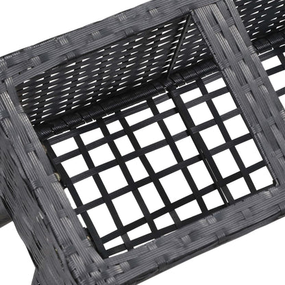 Berkfield Garden Raised Bed with Legs and 3 Pots 72x25x50 cm Poly Rattan Black