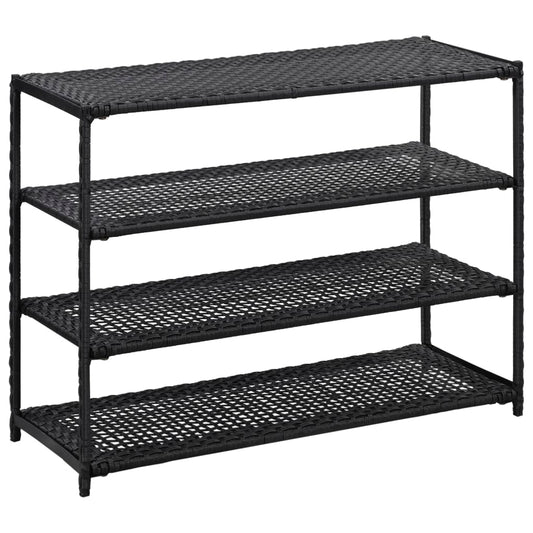 Berkfield Shoe Rack Black 80x30x60 cm Poly Rattan