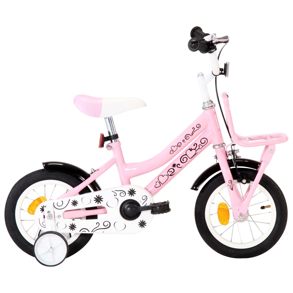 Berkfield Kids Bike with Front Carrier 12 inch White and Pink