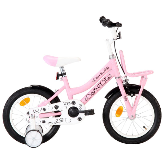 Berkfield Kids Bike with Front Carrier 14 inch White and Pink