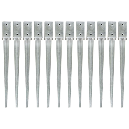 Berkfield Ground Spikes 12 pcs Silver 7x7x75 cm Galvanised Steel