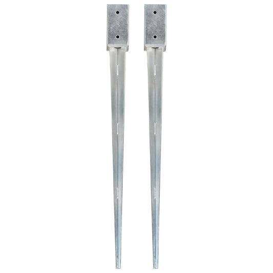 Berkfield Ground Spikes 2 pcs Silver 7x7x90 cm Galvanised Steel