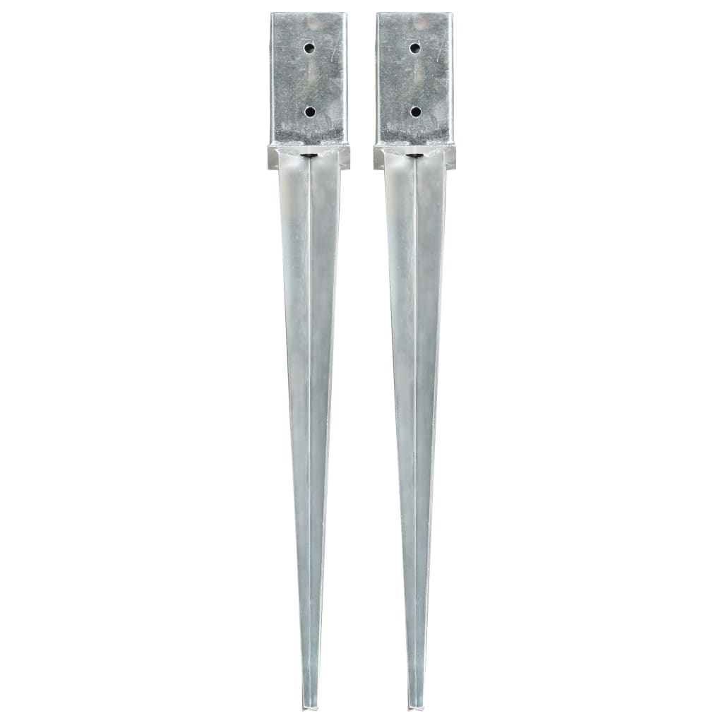Berkfield Ground Spikes 2 pcs Silver 8x8x76 cm Galvanised Steel