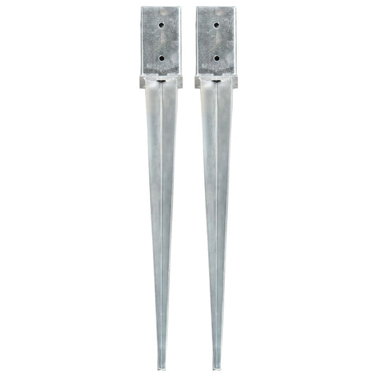 Berkfield Ground Spikes 2 pcs Silver 8x8x76 cm Galvanised Steel