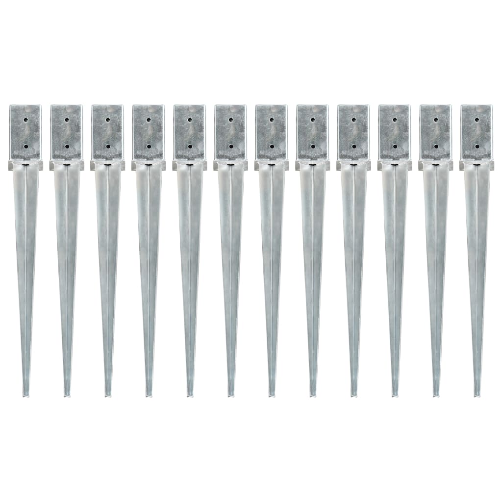 Berkfield Ground Spikes 12 pcs Silver 8x8x76 cm Galvanised Steel