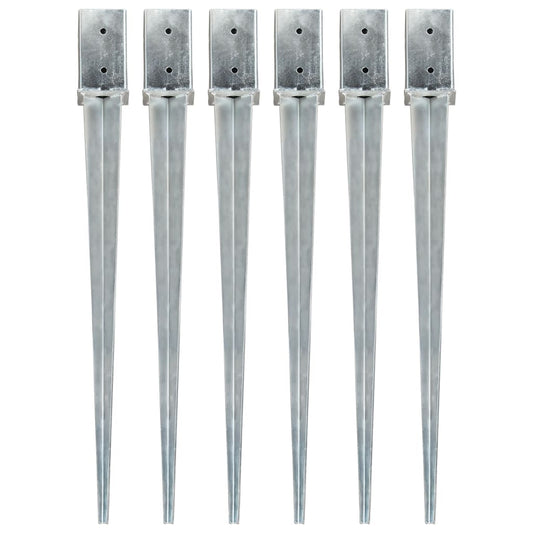 Berkfield Ground Spikes 6 pcs Silver 8x8x91 cm Galvanised Steel