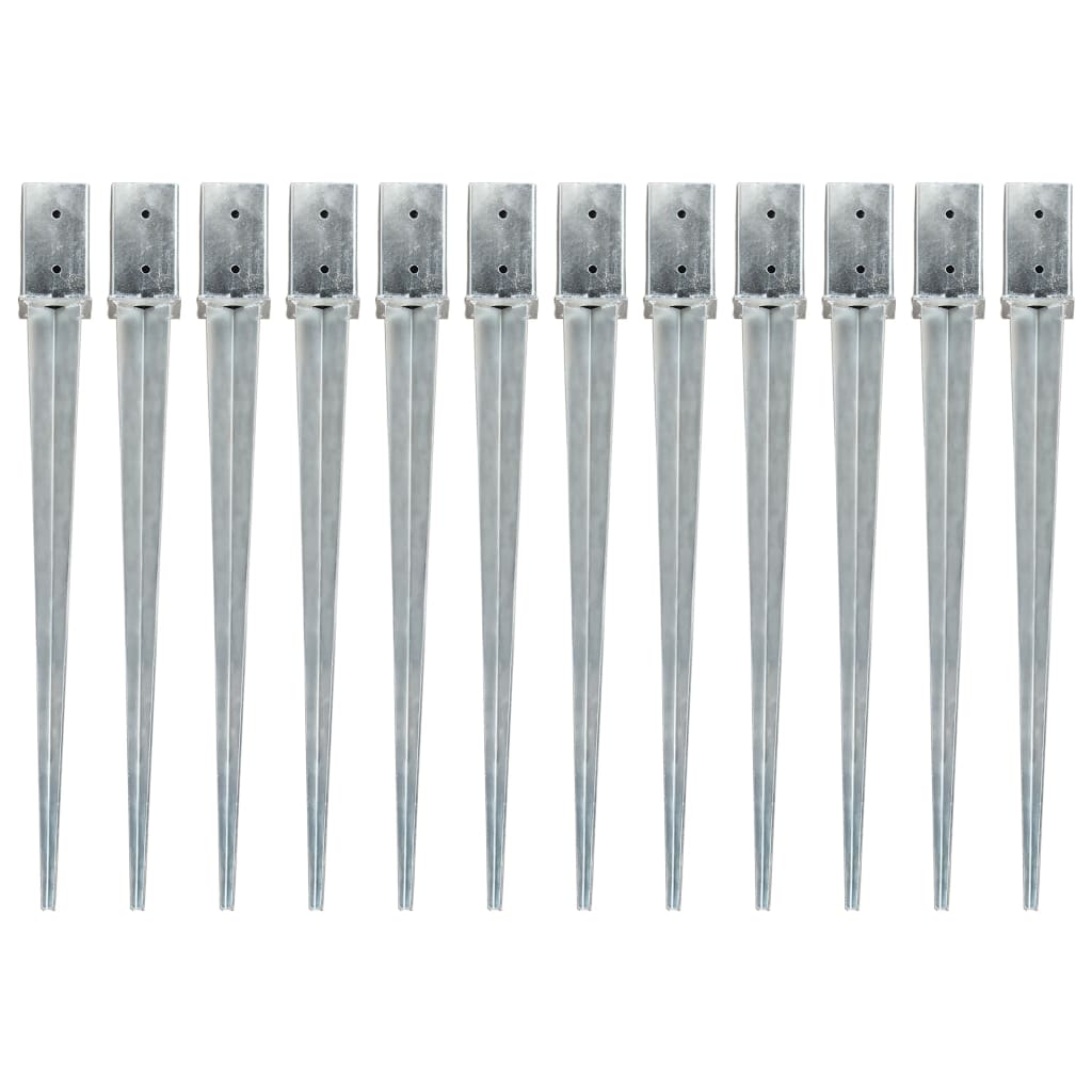 Berkfield Ground Spikes 12 pcs Silver 8x8x91 cm Galvanised Steel