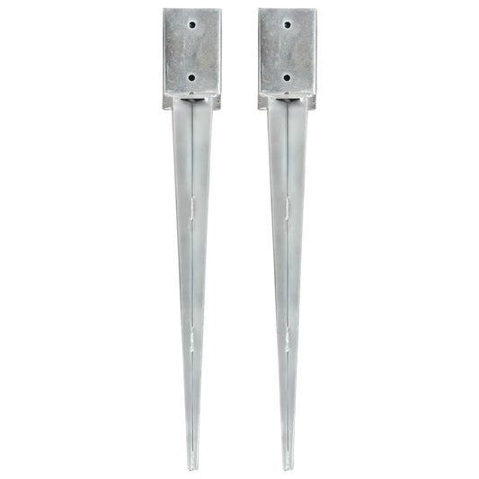 Berkfield Ground Spikes 2 pcs Silver 9x9x75 cm Galvanised Steel