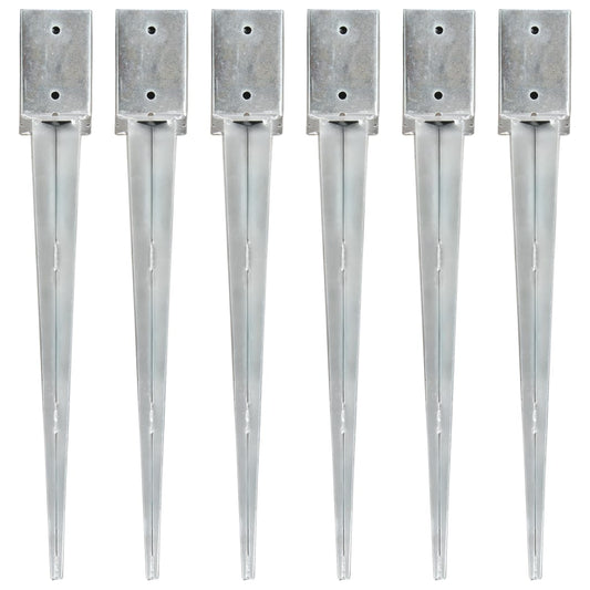 Berkfield Ground Spikes 6 pcs Silver 9x9x75 cm Galvanised Steel