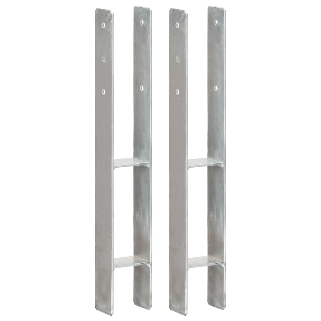 Berkfield Fence Anchors 2 pcs Silver 8x6x60 cm Galvanised Steel