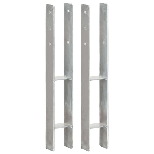 Berkfield Fence Anchors 2 pcs Silver 8x6x60 cm Galvanised Steel
