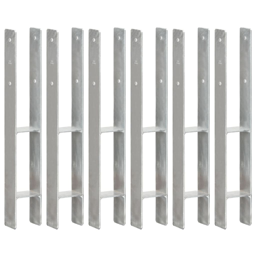 Berkfield Fence Anchors 6 pcs Silver 8x6x60 cm Galvanised Steel