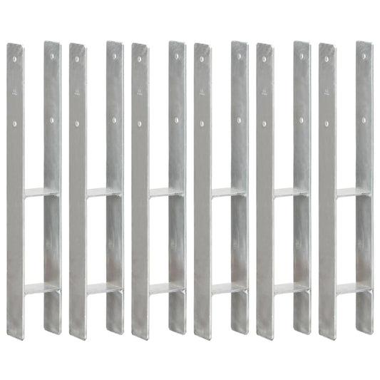 Berkfield Fence Anchors 6 pcs Silver 8x6x60 cm Galvanised Steel
