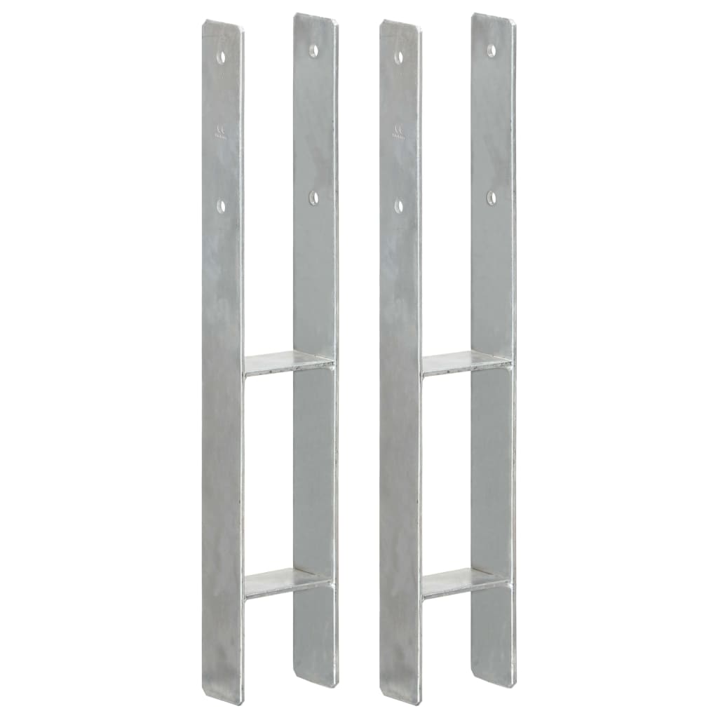 Berkfield Fence Anchors 2 pcs Silver 9x6x60 cm Galvanised Steel