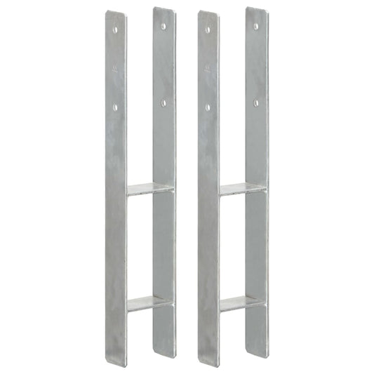 Berkfield Fence Anchors 2 pcs Silver 9x6x60 cm Galvanised Steel