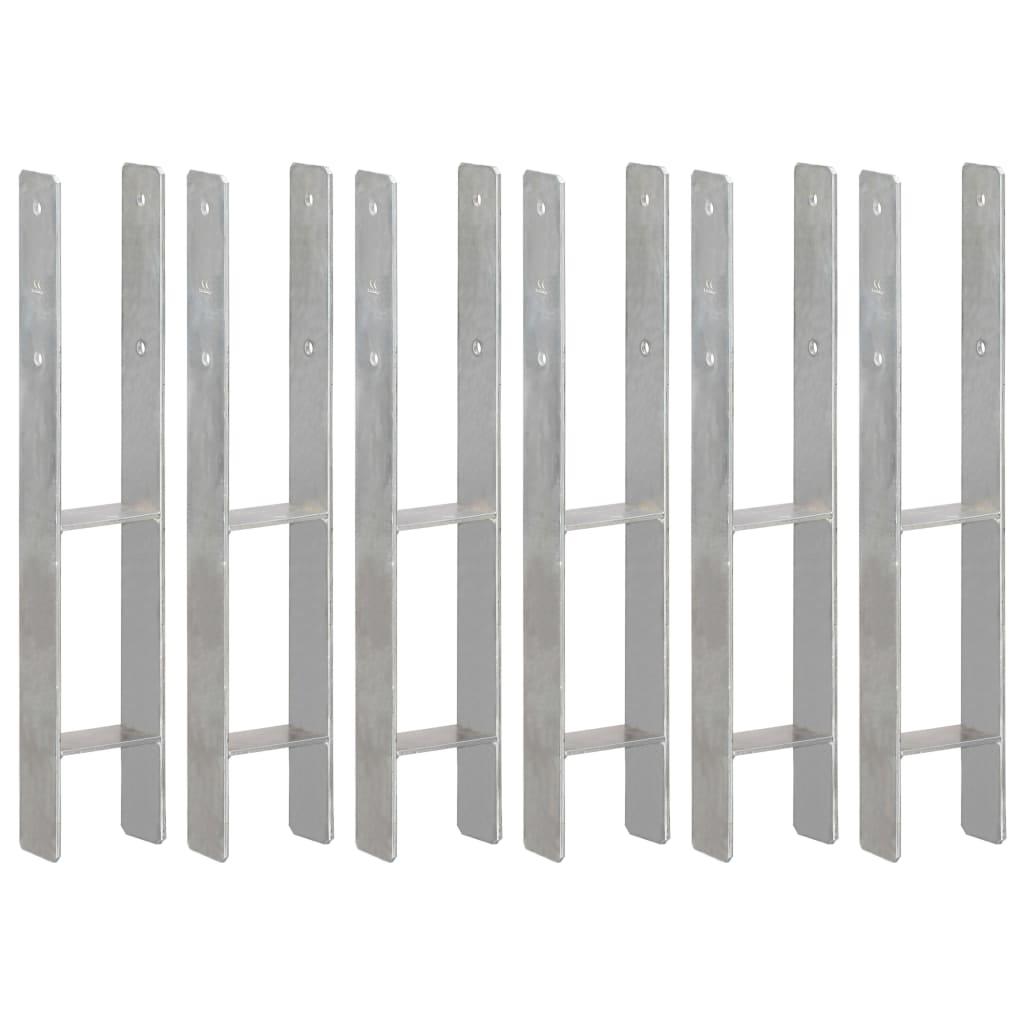 Berkfield Fence Anchors 6 pcs Silver 10x6x60 cm Galvanised Steel