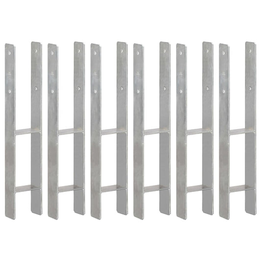Berkfield Fence Anchors 6 pcs Silver 10x6x60 cm Galvanised Steel