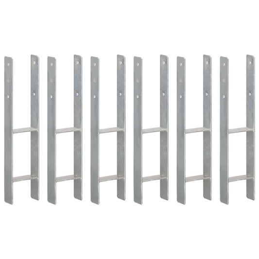 Berkfield Fence Anchors 6 pcs Silver 12x6x60 cm Galvanised Steel