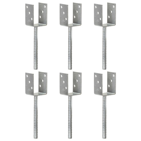 Berkfield Fence Anchors 6 pcs Silver 7x6x30 cm Galvanised Steel