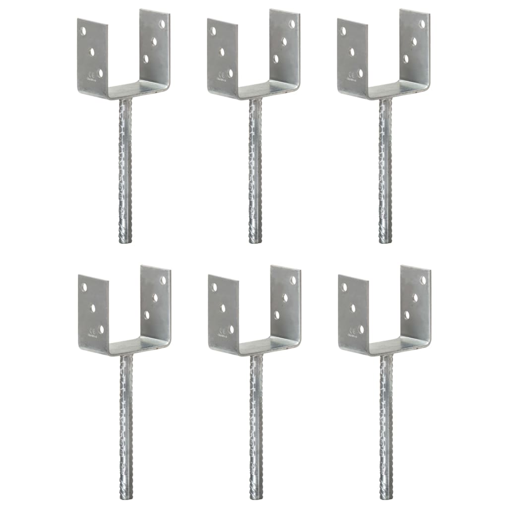 Berkfield Fence Anchors 6 pcs Silver 10x6x30 cm Galvanised Steel