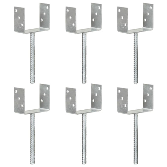 Berkfield Fence Anchors 6 pcs Silver 12x6x30 cm Galvanised Steel
