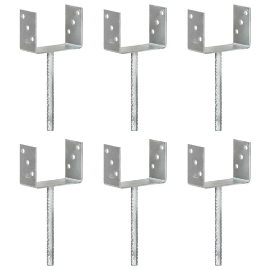 Berkfield Fence Anchors 6 pcs Silver 14x6x30 cm Galvanised Steel