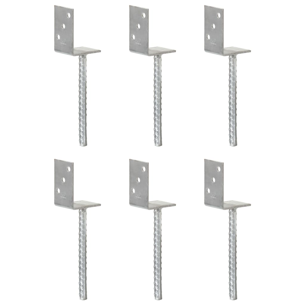 Berkfield Fence Anchors 6 pcs Silver 8x6x30 cm Galvanised Steel