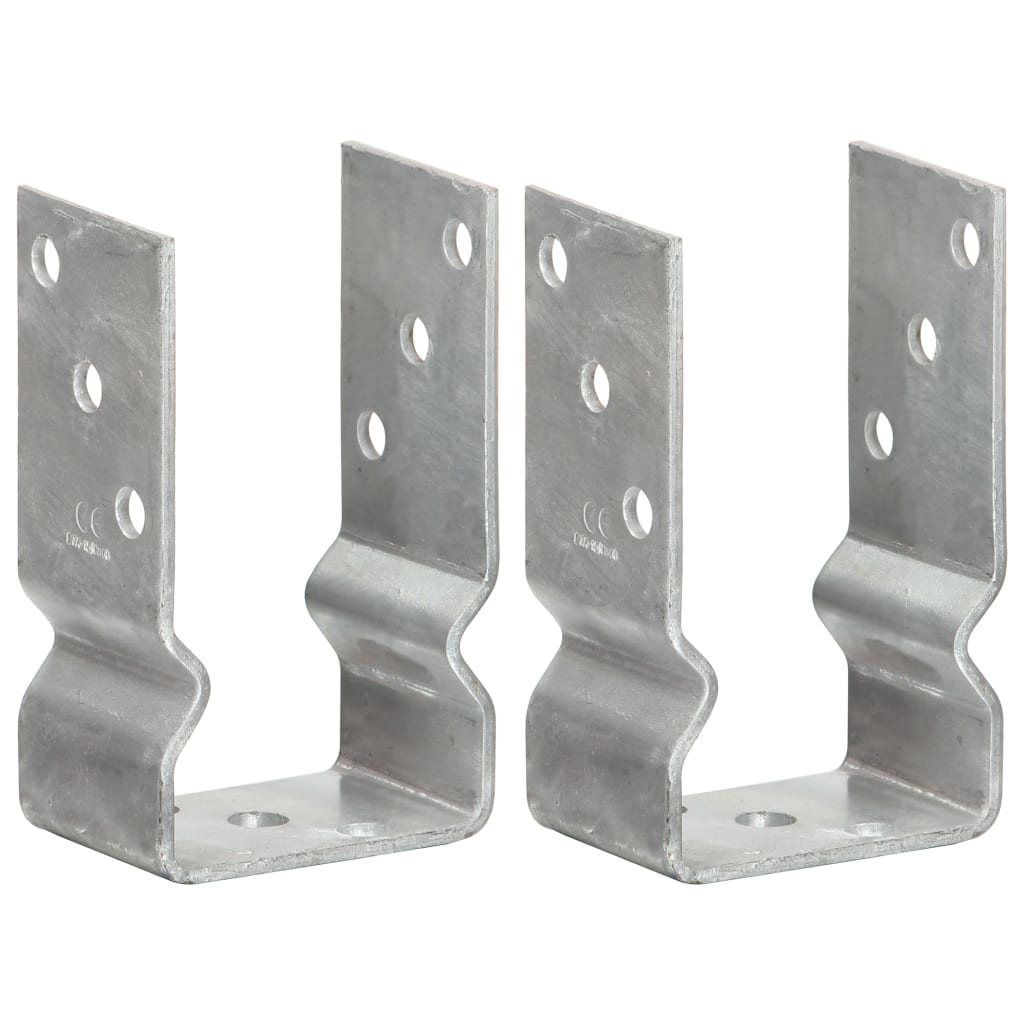 Berkfield Fence Anchors 2 pcs Silver 8x6x15 cm Galvanised Steel