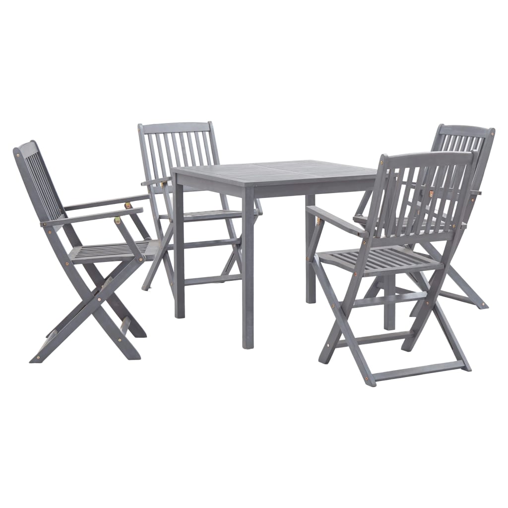 Berkfield 5 Piece Garden Dining Set Solid Acacia Wood Grey