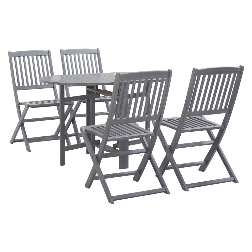 Berkfield 5 Piece Garden Dining Set Solid Acacia Wood Grey