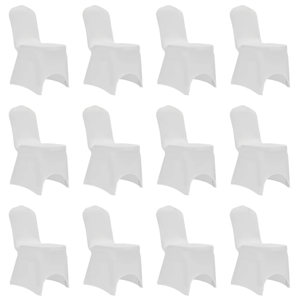 Berkfield Chair Cover Stretch White 12 pcs