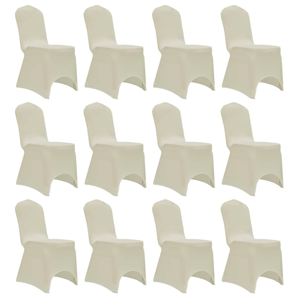 Berkfield Chair Cover Stretch Cream 12 pcs
