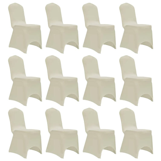 Berkfield Chair Cover Stretch Cream 12 pcs
