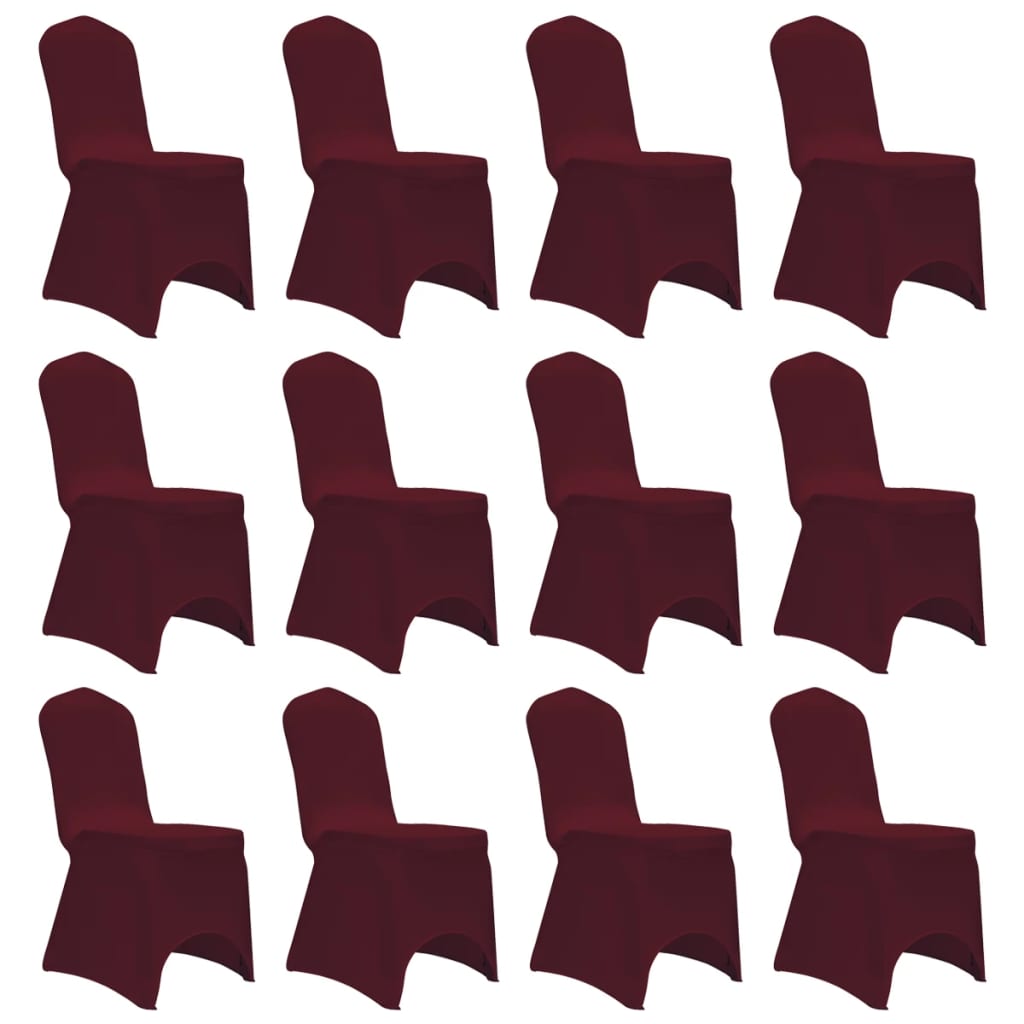 Berkfield Chair Cover Stretch Burgundy 12 pcs
