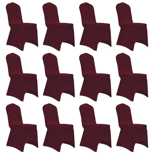 Berkfield Chair Cover Stretch Burgundy 12 pcs