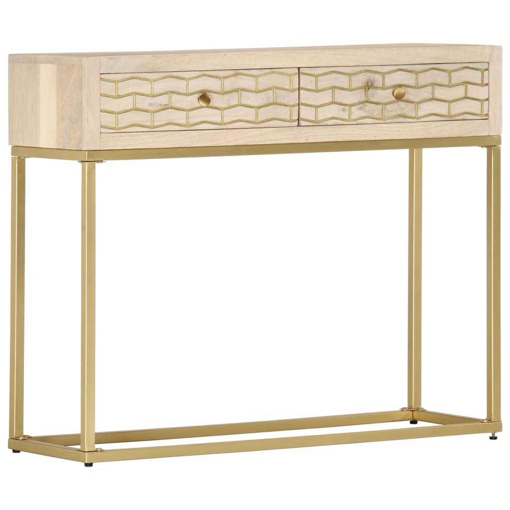 Berkfield Console Table Gold 90x30x75 cm Solid Mango Wood