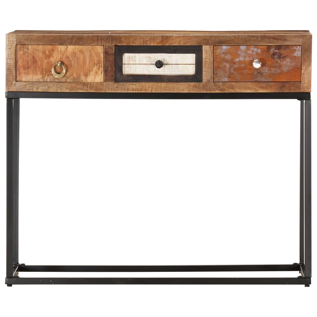 Berkfield Console Table Gold 90x30x75 cm Solid Reclaimed Wood
