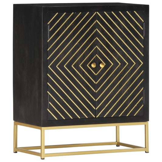 Berkfield Sideboard Black and Gold 60x30x75 cm Solid Mango Wood