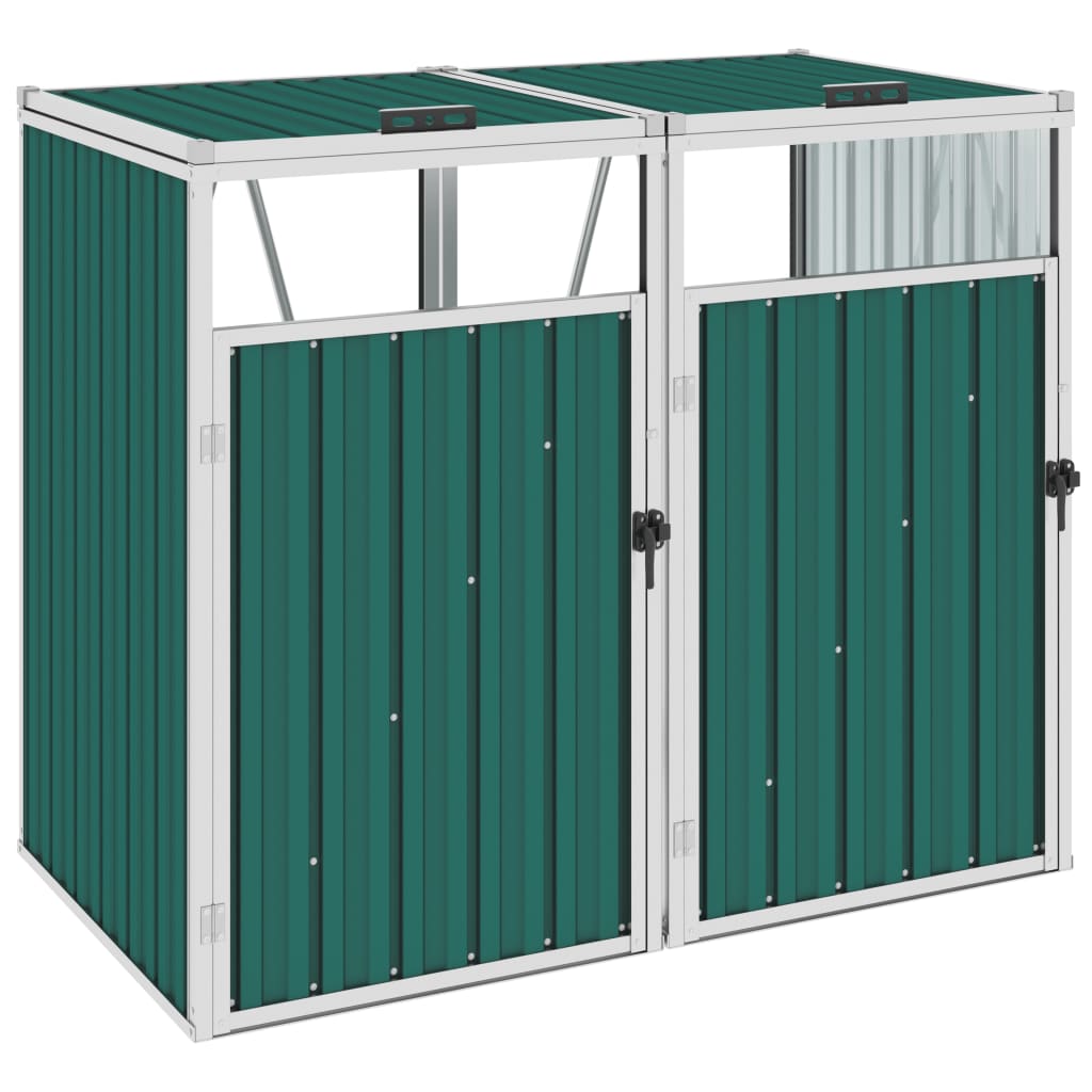 Berkfield Double Garbage Bin Shed Green 143x81x121 cm Steel