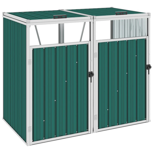 Berkfield Double Garbage Bin Shed Green 143x81x121 cm Steel