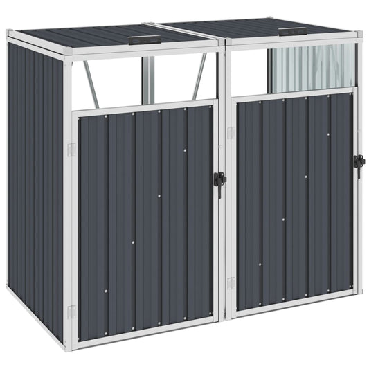 Berkfield Double Garbage Bin Shed Anthracite 143x81x121 cm Steel
