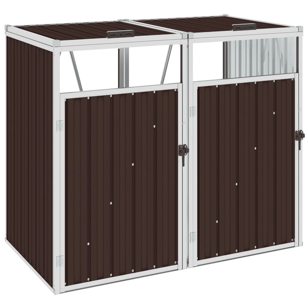 Berkfield Double Garbage Bin Shed Brown 143x81x121 cm Steel