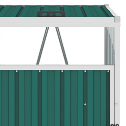 Berkfield Quadruple Garbage Bin Shed Green 286x81x121 cm Steel