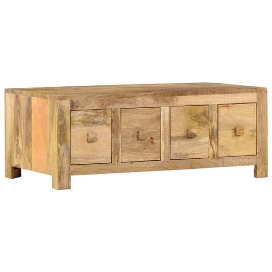 Berkfield Coffee Table with 4 Drawers 90x50x35 cm Solid Mango Wood