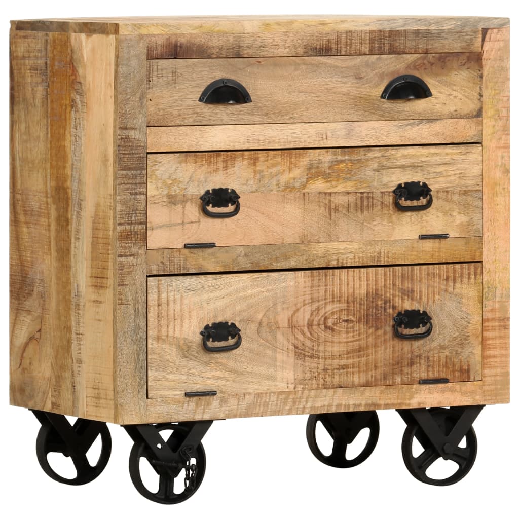 Berkfield Side Cabinet with Wheel 70x40x75 cm Solid Mango Wood