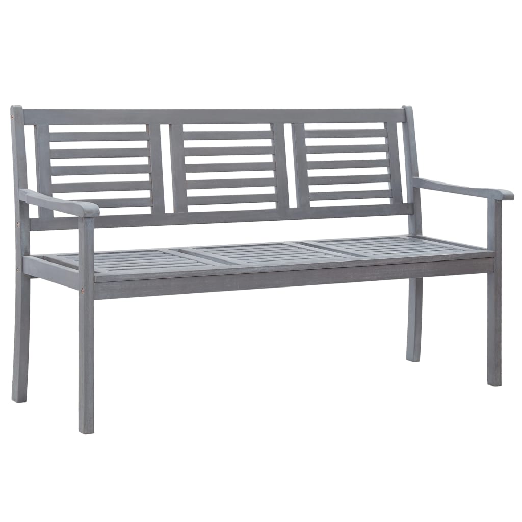 Berkfield 3-Seater Garden Bench 150 cm Grey Solid Eucalyptus Wood