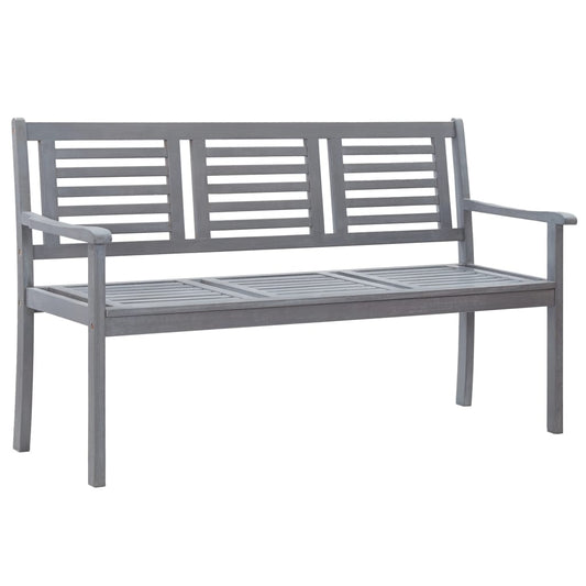 Berkfield 3-Seater Garden Bench 150 cm Grey Solid Eucalyptus Wood