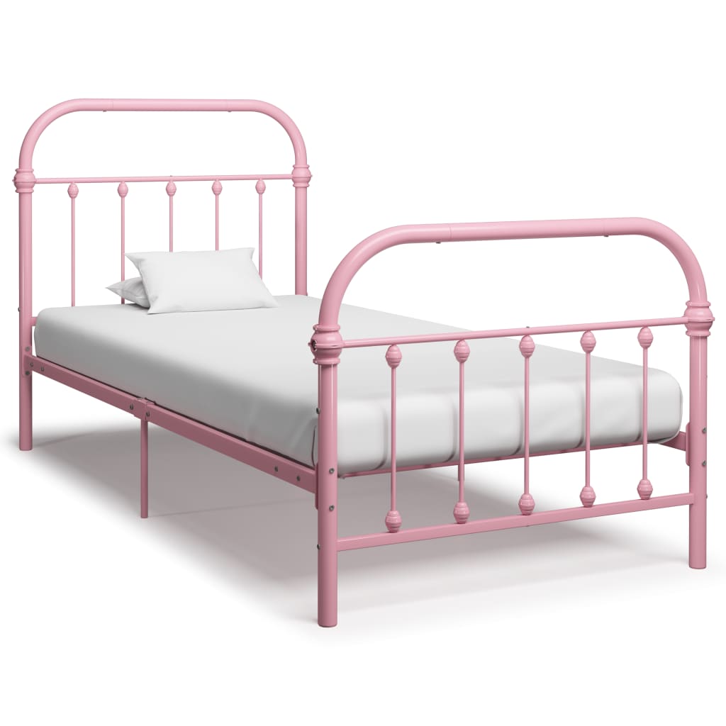 Berkfield Bed Frame Pink Metal 90x200 cm