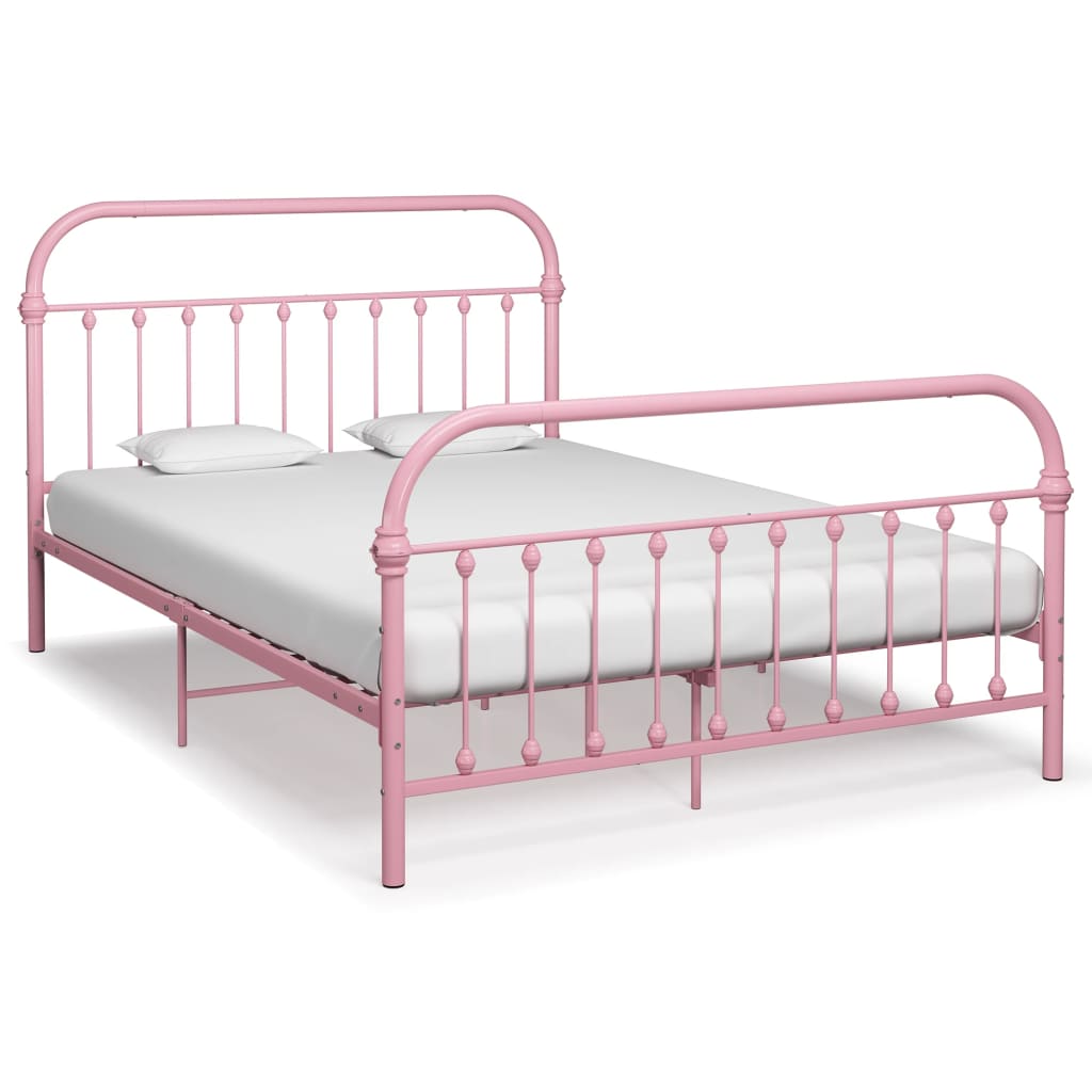 Berkfield Bed Frame Pink Metal 140x200 cm